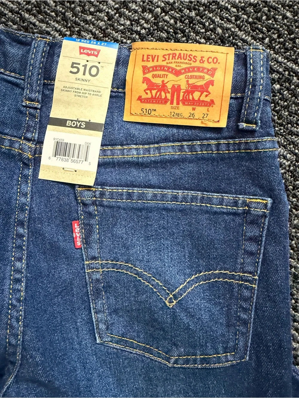 Levi's Boys' 510 Skinny Fit Jeans 12 Reg NWT